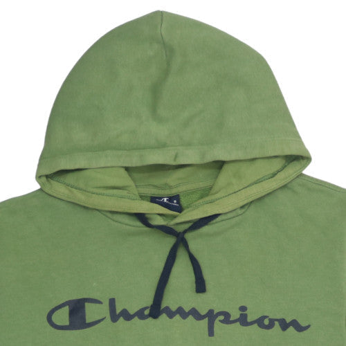 Champion Mens Green Small Pullover Hoodie with Logo Front Pocket