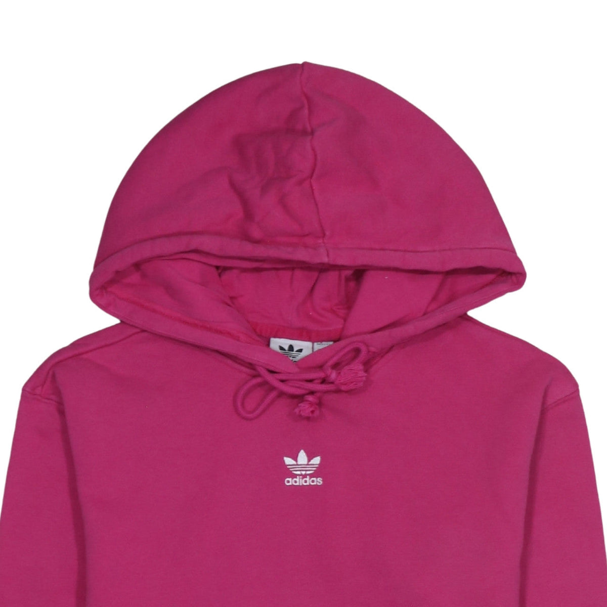 Adidas Women Pink Pullover Hoodie Small Logo Cotton Casual