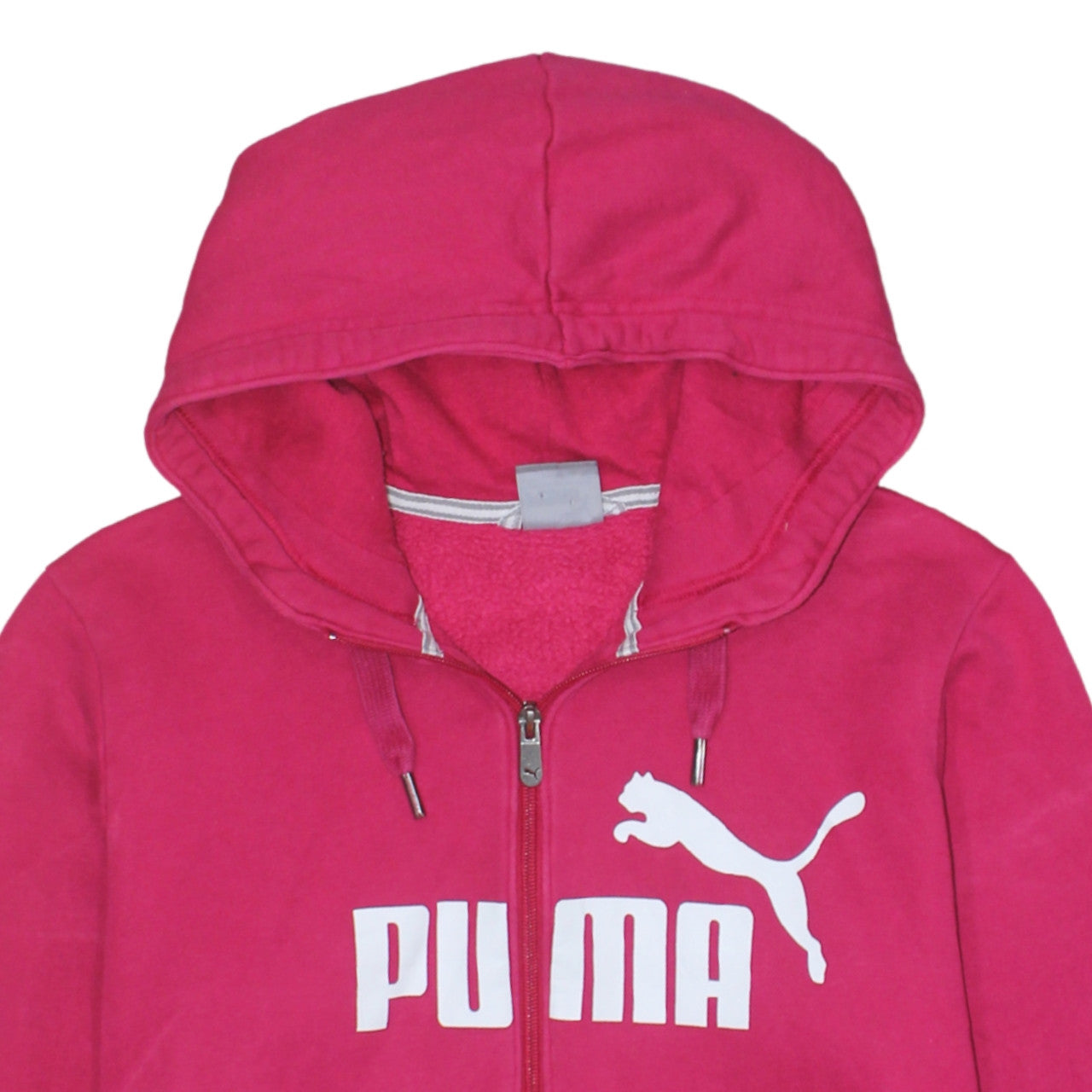 Puma Womens Pink Full Zip Hoodie Size 14 Cotton Blend Casual