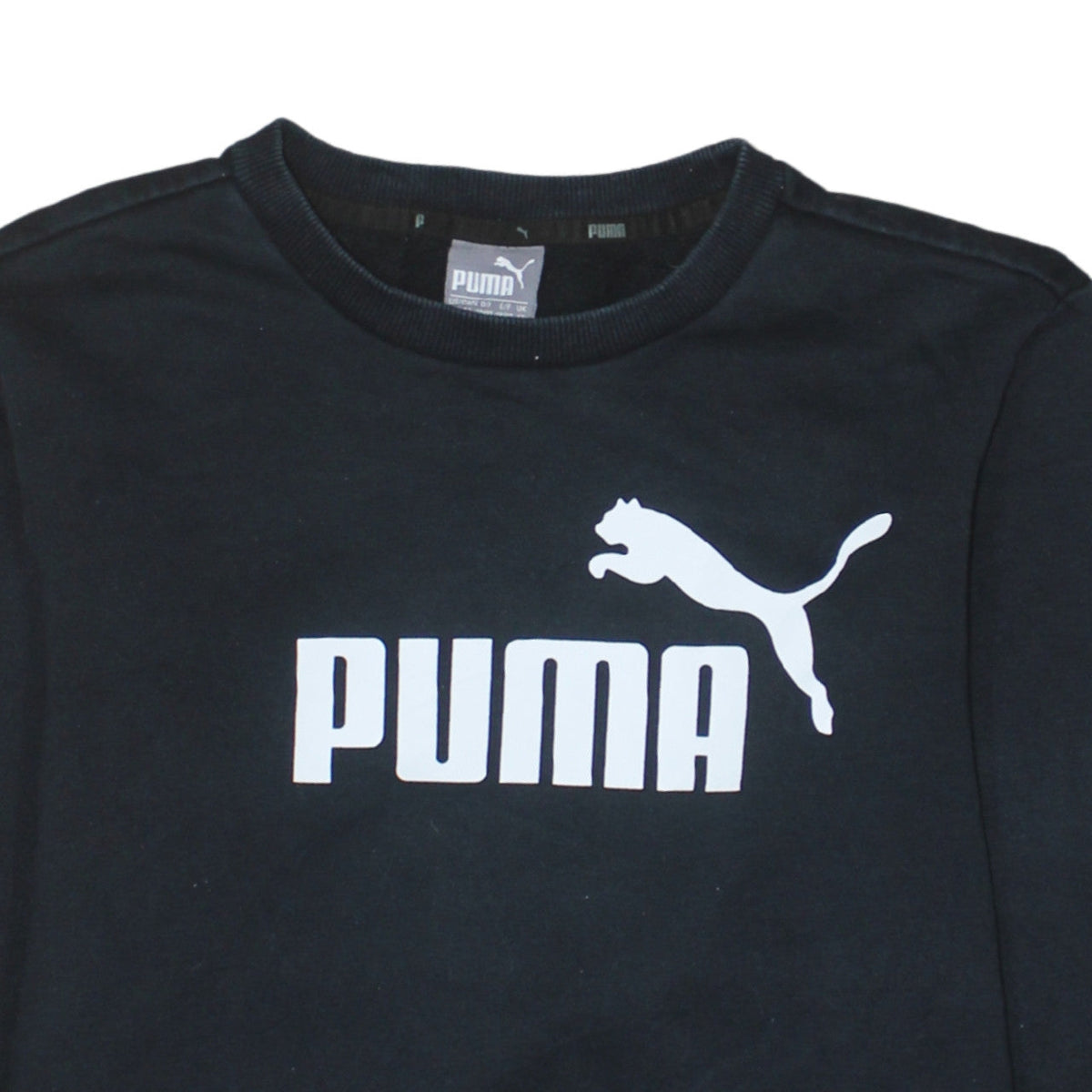 Puma Men's Black XS Crew Neck Logo Pullover Sweatshirt