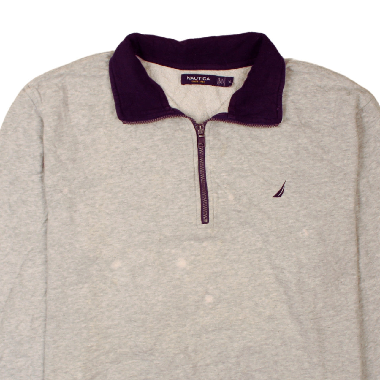 Nautica Men's Grey 1/4 Zip Fleece Sweatshirt XL Classic Style