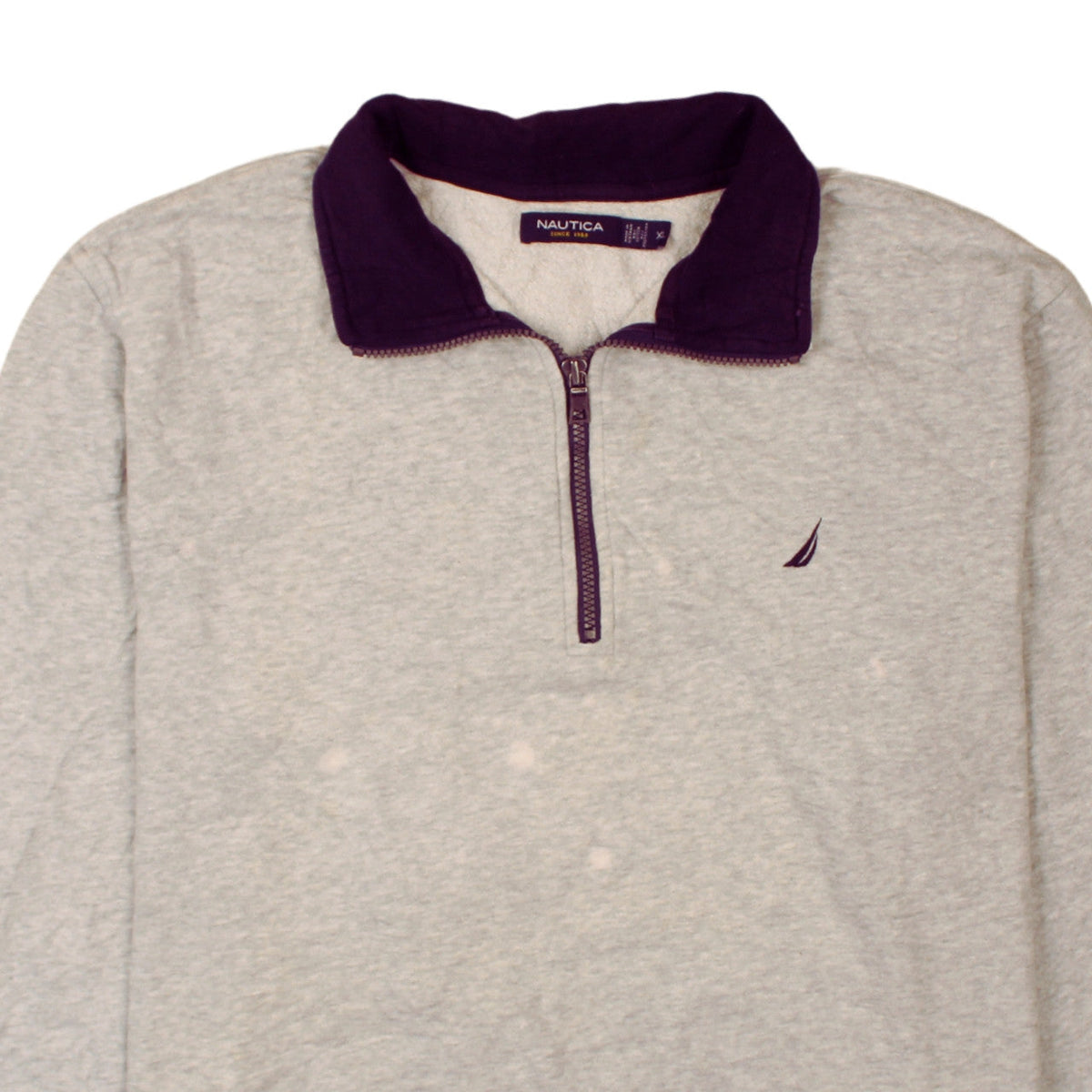 Nautica Men's Grey 1/4 Zip Fleece Sweatshirt XL Classic Style