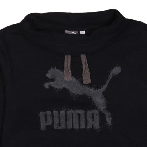 Puma Women Black Size 14 Pullover Hoodie Sweatshirt Logo Print