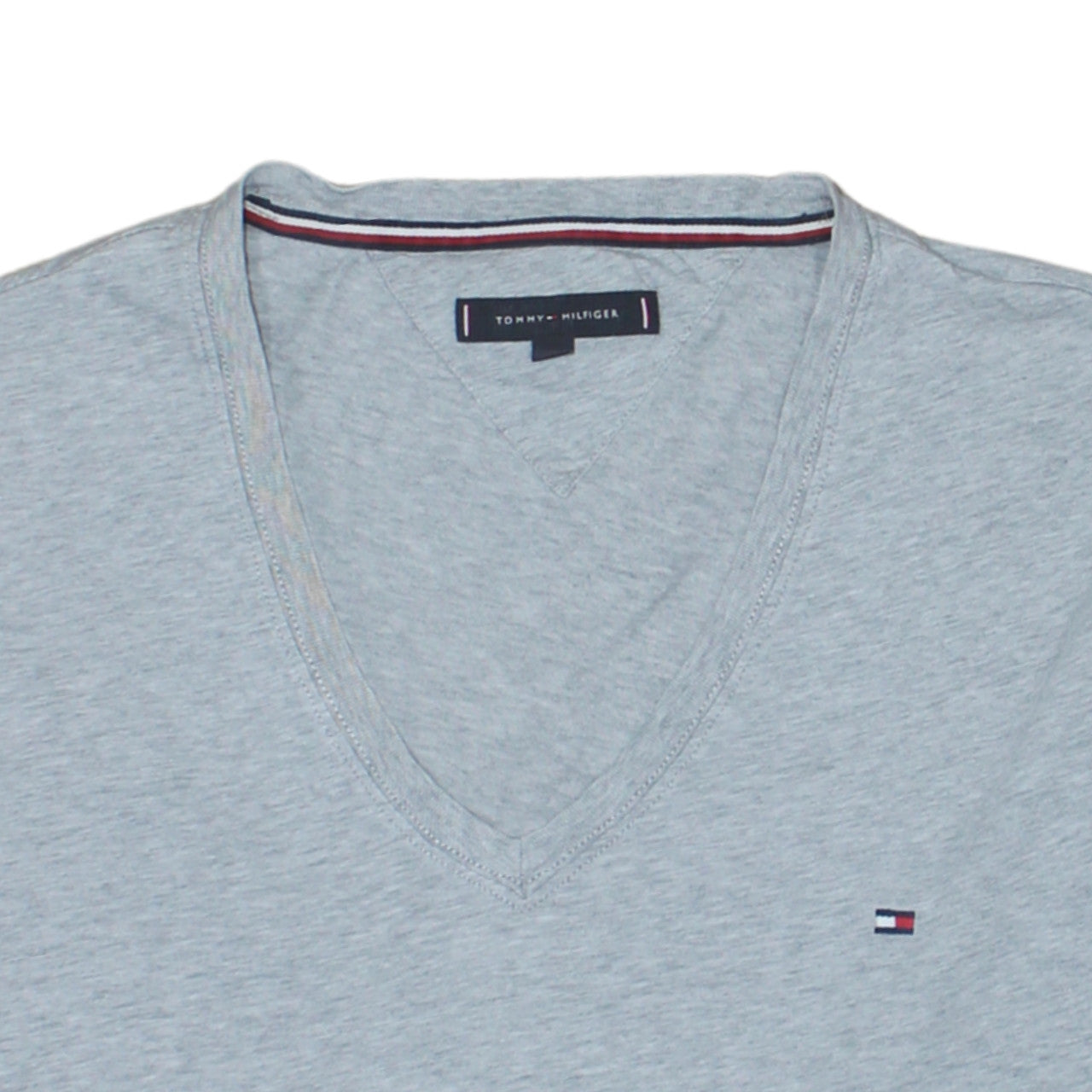 Tommy Hilfiger Men's Grey V-Neck Cotton T-Shirt XL