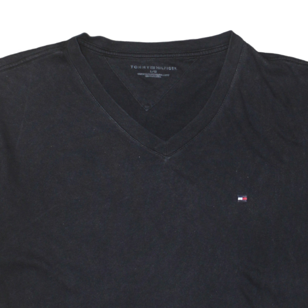 Tommy Hilfiger Men's Black V-Neck Cotton T-Shirt Size L
