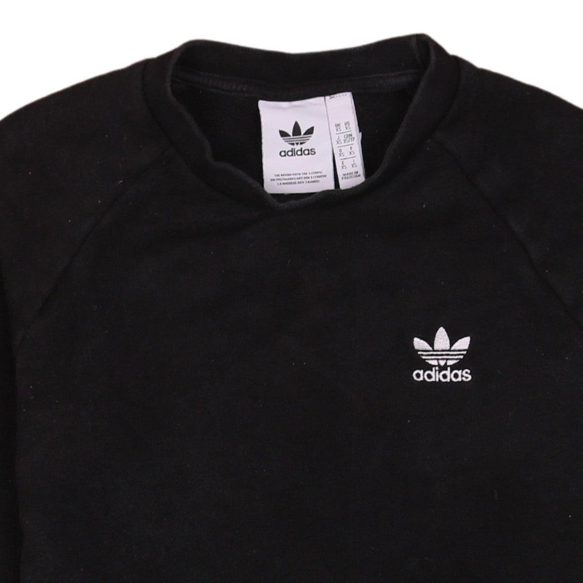 Adidas Mens Black XS Crew Neck Pullover Sweatshirt Cotton Blend