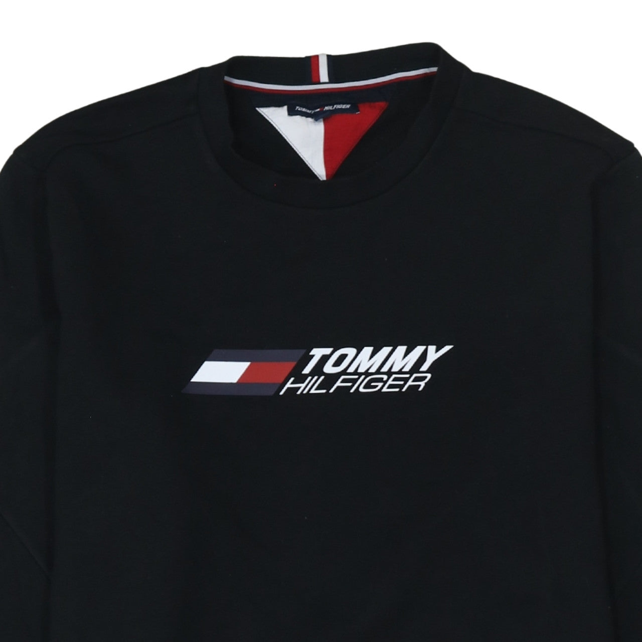 Tommy Hilfiger Men's Black 2XL Crew Neck Logo Sweatshirt