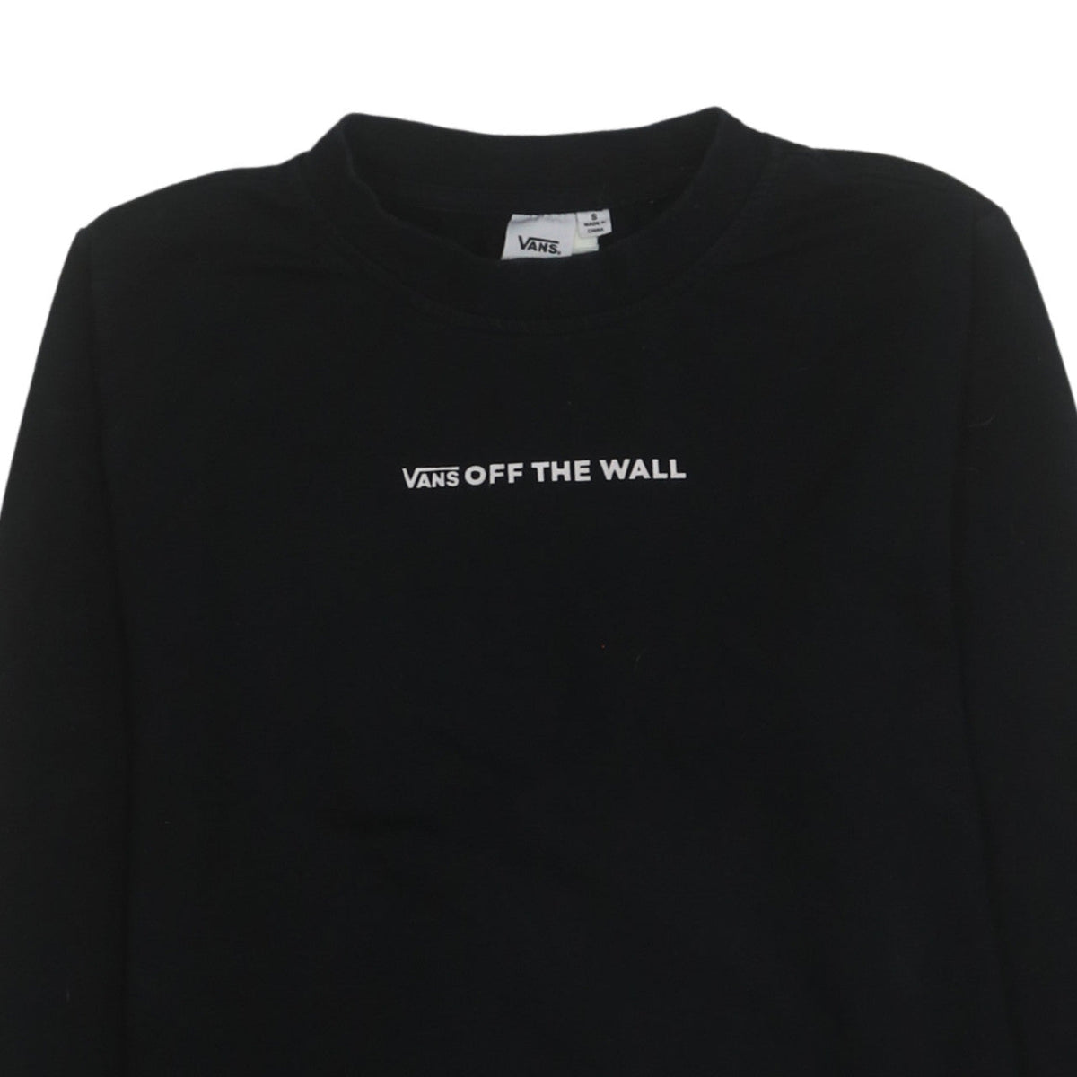 Vans Womens Black Small Pullover Sweatshirt Off The Wall Logo