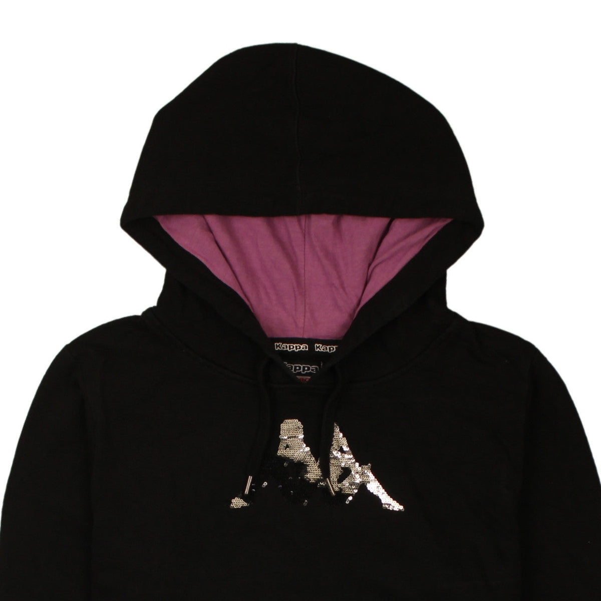 Kappa Womens Black XL Sequin Logo Pullover Hoodie