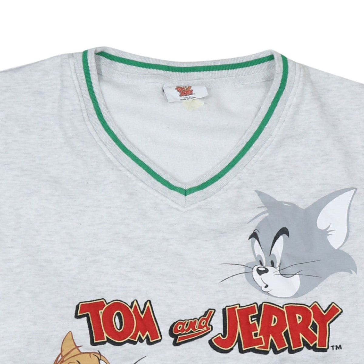 Tom and Jerry Grey V-Neck Pullover Sweatshirt Women's XL