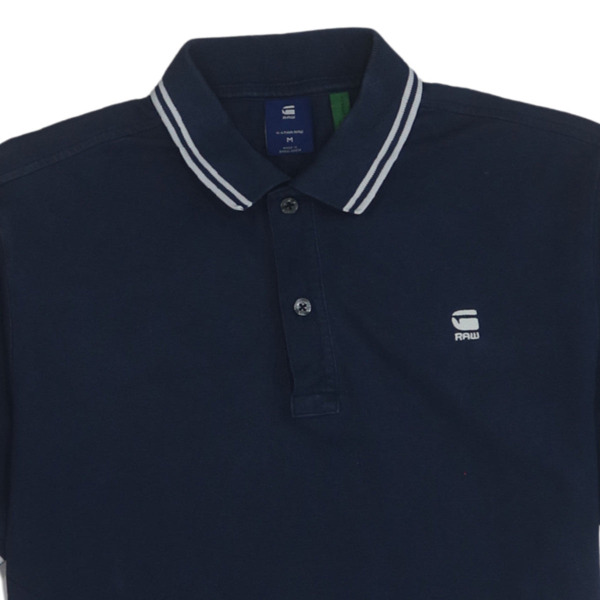 G-Star RAW Men's Blue Dunda Slim Stripe Polo Shirt Size M