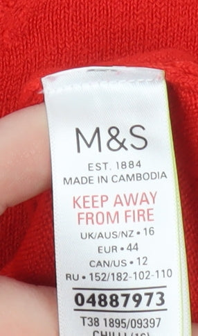Marks & Spencer Women’s Red Crew Neck Acrylic Jumper Size 16