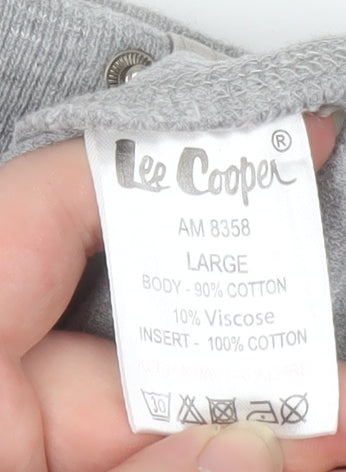 Lee Cooper Men's Grey Henley Sweatshirt Large