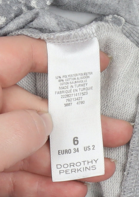 Dorothy Perkins Women Grey Animal Print Jersey Long Sleeve Top Size 6