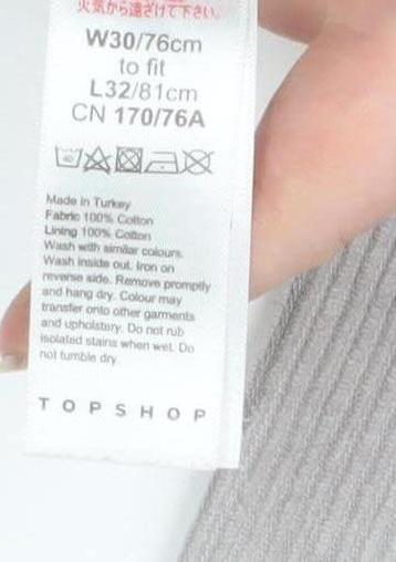 Topshop Women’s Grey Corduroy Chino Trousers Size 12 Regular