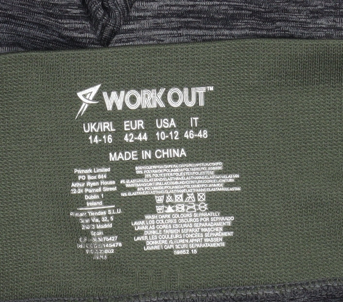 Primark Women Grey Workout Leggings Size 14-16 Seamless Capri Yoga