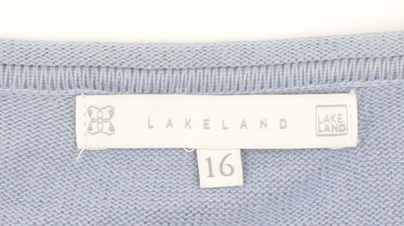 Lakeland Women Blue Jumper Size 16 Crew Neck Long Sleeve Knit