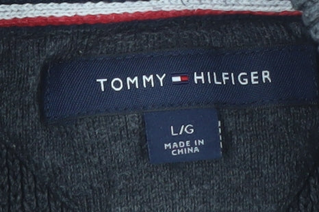 Tommy Hilfiger Men’s Grey Cotton 1/2 Zip Knit Jumper L
