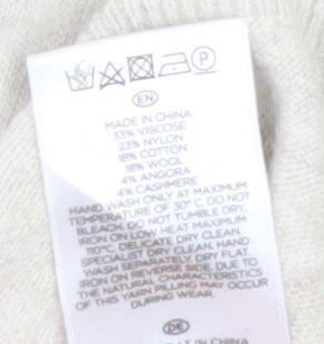 Hobbs Women’s Beige Colourblock Crew Neck Wool Blend Jumper UK 12