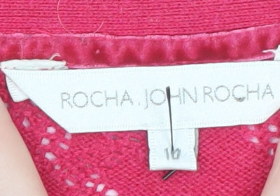 RJR.John Rocha Women's Pink Floral Knit Cardigan Size 10
