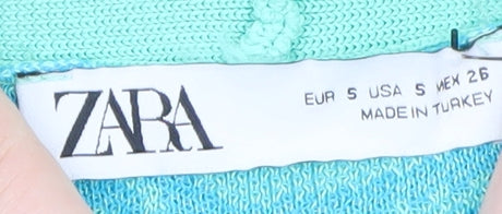 Zara Women’s Blue Animal Print V-Neck Button Cardigan Size S