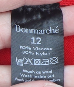 Bonmarché Women’s Red Beaded Crew Neck Long Sleeve Jumper Size 12