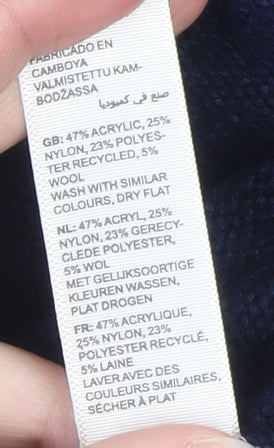 FatFace Men's Blue Fair Isle 1/2 Zip High Neck Wool Jumper Size M