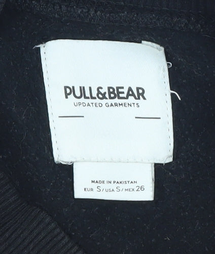 Pull&Bear Men's Black Small Pullover Crew Neck Sweatshirt