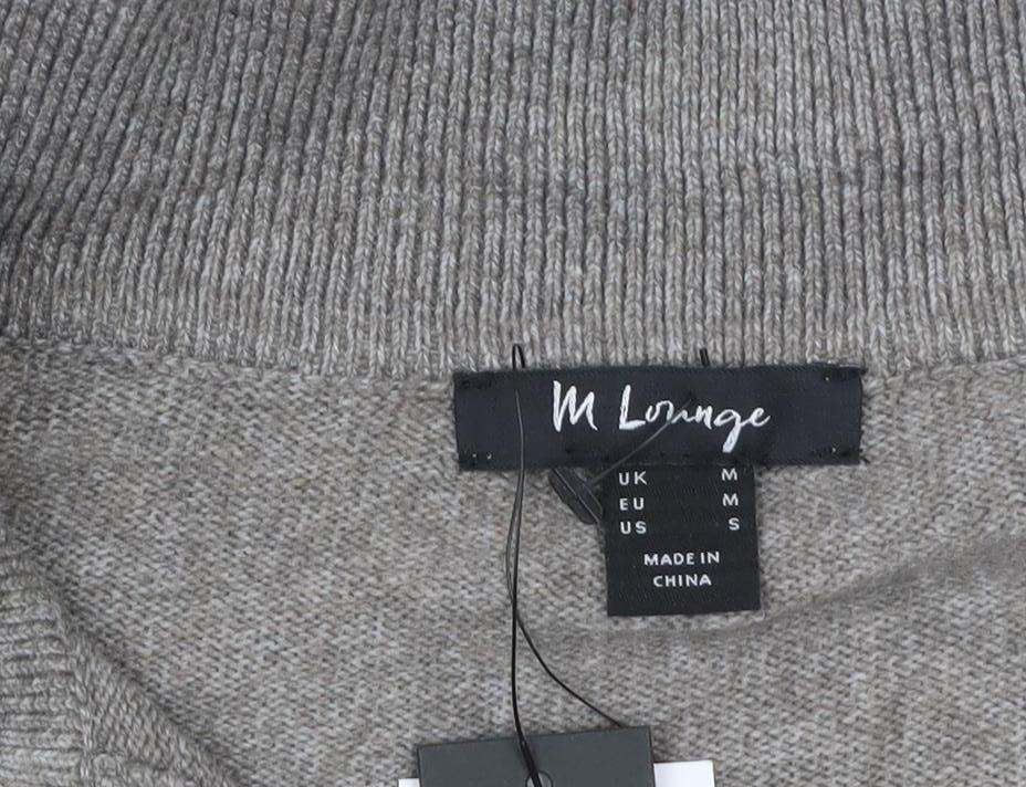 M Lounge Women Grey Midi Bodycon Knit Collared Dress M