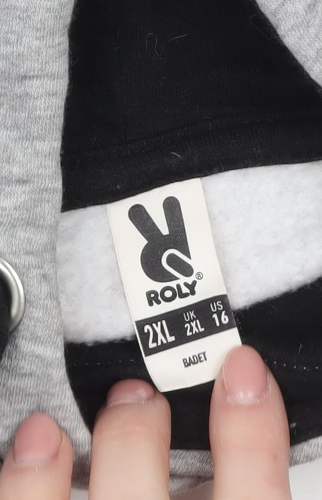 Roly Men's Grey 2XL Pullover Hoodie ChillSwim Graphic Sports Sweatshirt