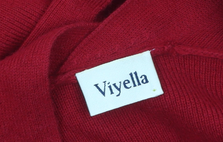 Viyella Women's Red Wrap Fringe Belted Cardigan Jumper Size M