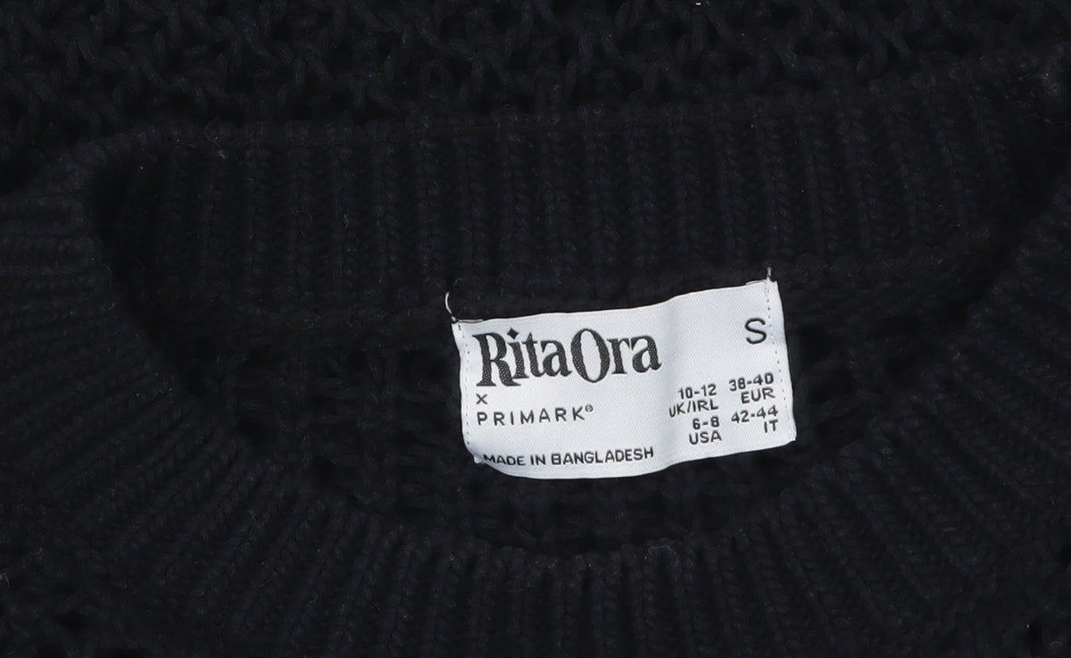 Rita Ora x Primark Womens Black Chunky Knit Jumper Size S 10-12