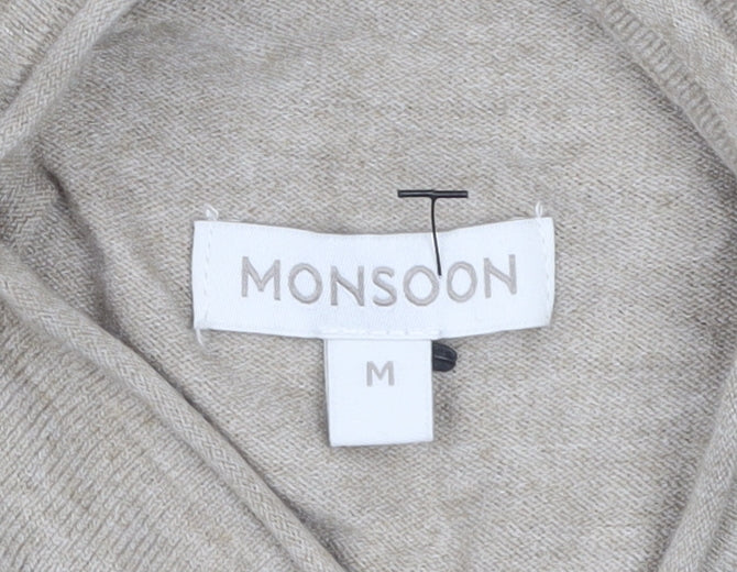 Monsoon Women’s Beige Knit Midi Bodycon Dress Size M