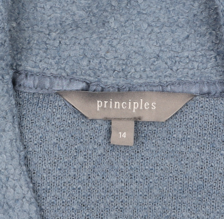 Principles Women Blue Size 14 Open Front Knit Cardigan