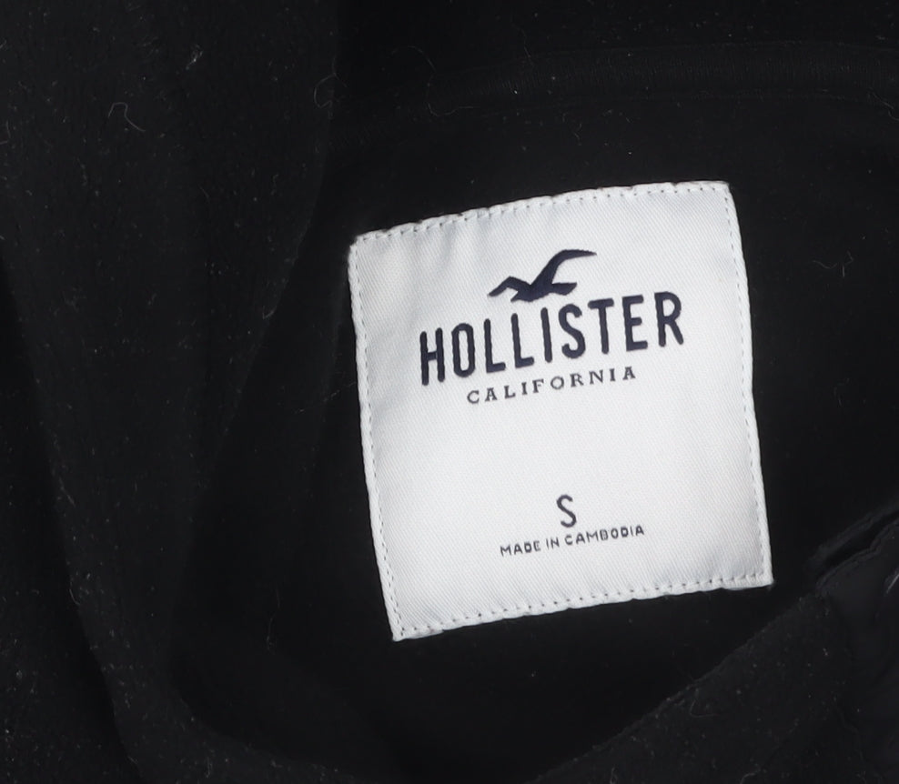 Hollister Womens Black Small Fleece Hoodie with Snap Closure