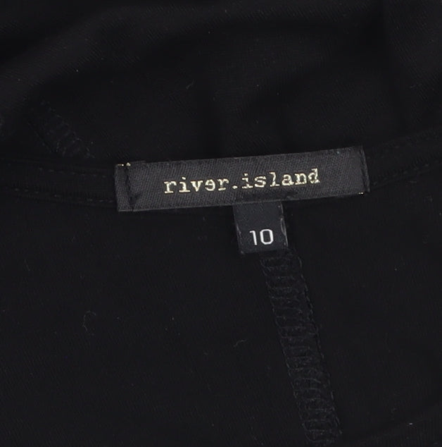 River Island Women’s Black Asymmetric Sleeveless Jersey Dress Size 10