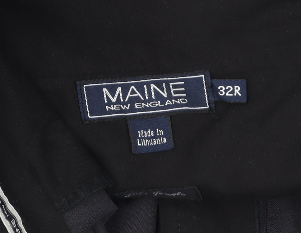 Maine New England Men’s Black Pleated Trousers 32R Regular Fit