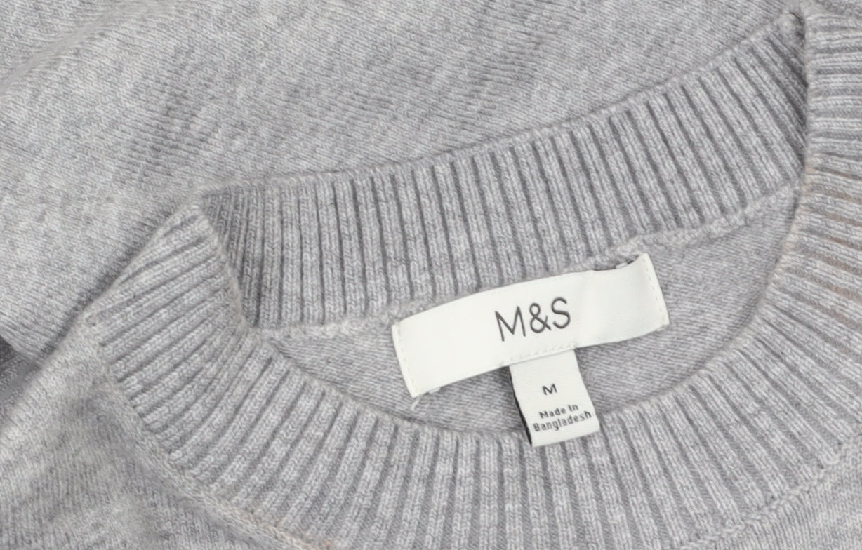 Marks & Spencer Women Grey M Knit Pullover Jumper
