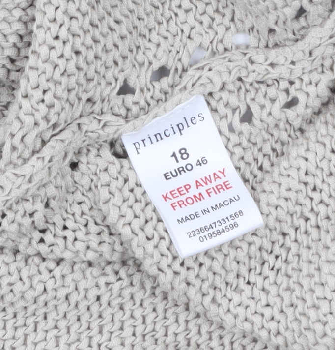 Principles Women’s Beige Boat Neck 3/4 Sleeve Knit Jumper Size 18