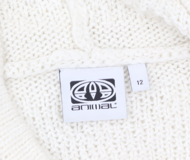 Animal Women Ivory Hooded Chunky Knit Jumper Size 12