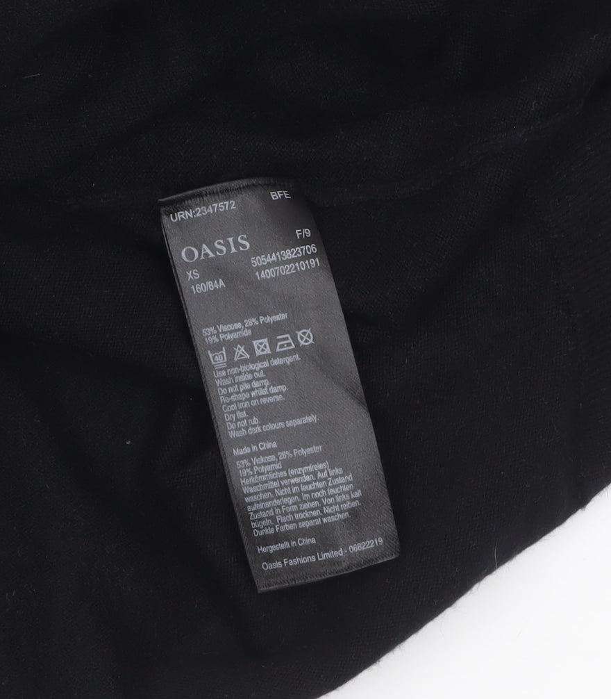 Oasis Womens Black XS Mock Neck Long Sleeve Knit Jumper