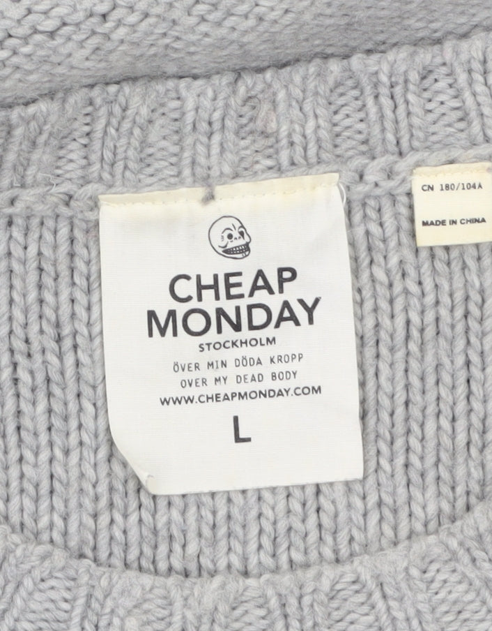 Cheap Monday Men's Grey Wool Blend Crew Neck Jumper Size L