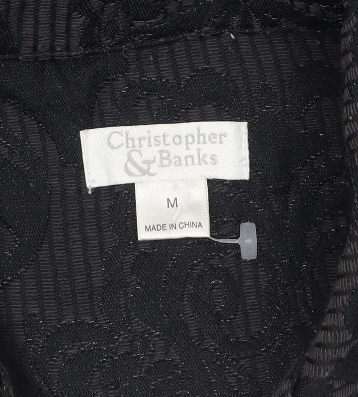 Christopher & Banks Women's Black Jacquard Button-Up Jacket Size M