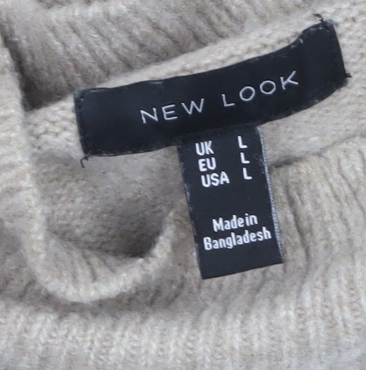 New Look Women Beige Roll Neck Long Sleeve Tunic Jumper Size L
