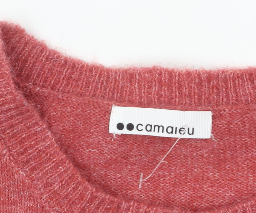 Camaieu Women’s Red Crew Neck Alpaca Blend Jumper Size 14