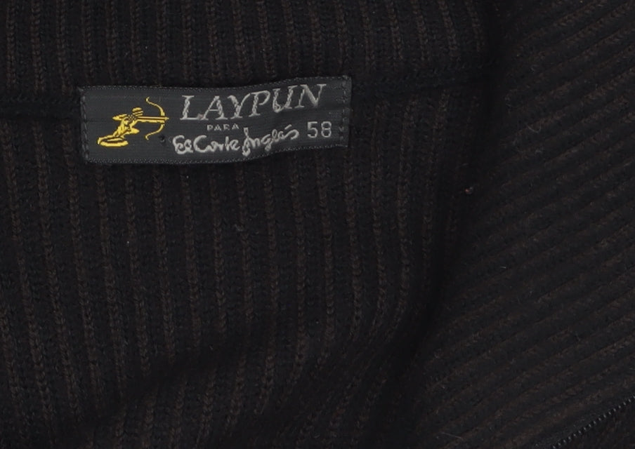 Laypun Men’s Black Wool Blend 1/2 Zip High Neck Jumper Size 2XL