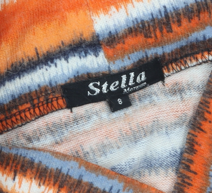 Stella Women’s Orange Striped A-Line Knit Dress Size 8