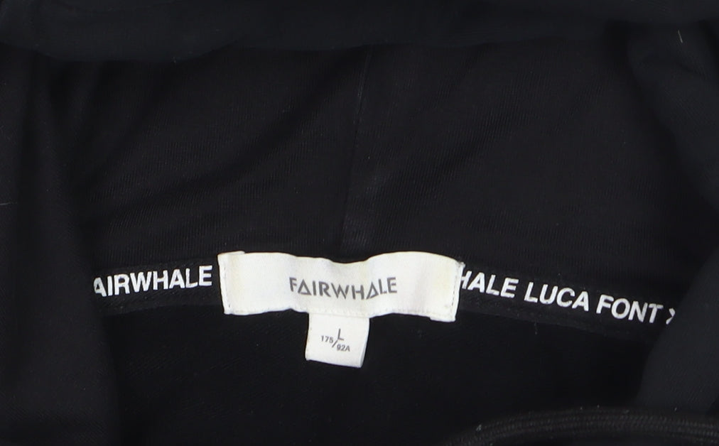 Fairwhale Men’s Black Graphic Pullover Hoodie L Art Design