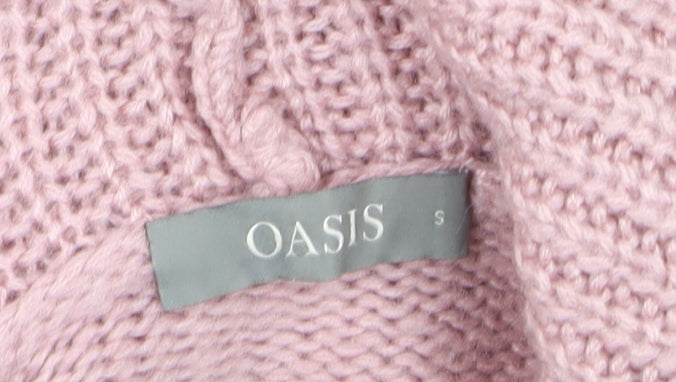 Oasis Women’s Pink Cable-Knit Roll Neck Jumper Size S