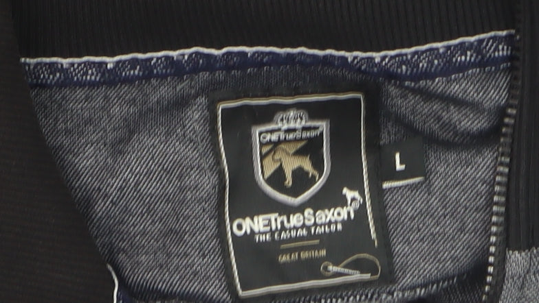 One True Saxon Men's Grey Track Jacket L Full Zip Casual Activewear